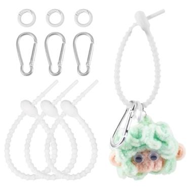 Imagem de 6 tiras de silicone com clipe de bolsa de silicone com anéis de portão de mola de liga e fecho de mosquetão de escalada de alumínio para chaveiro faça você mesmo para fazer joias, mochila, bolsa