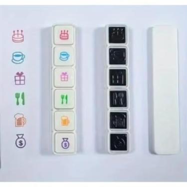 Imagem de 6 carimbos de tinta Kawaii, carimbos de recompensa com autotinta, incentivo para crianças, faça você mesmo, artesanato, artigos de papelaria coreanos, material de escritório (roxo)