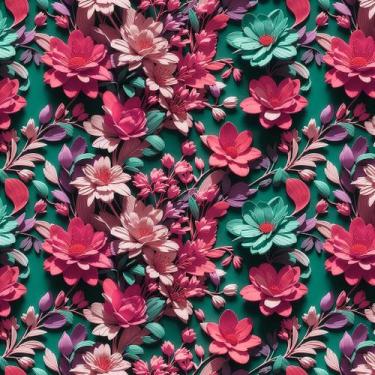 Imagem de Tecido Tricoline Digital 3D Floral - Coleção Dimensão - Peripan - 50 c