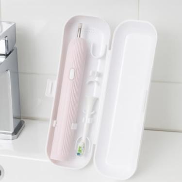 Imagem de Estojo de viagem para escova de dentes, suporte universal para escova de dentes, caixa de armazenamento portátil, capa protetora higiênica para viagens e casa (branca)