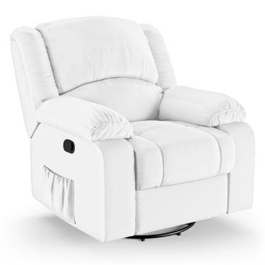 Imagem de Poltrona Do Papai Reclinável Melim Glider Giratória Massagem Pu Branco Fh1 - D'rossi