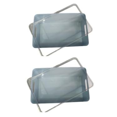 Imagem de Caixa Organizadora Multiuso 12,3L Empilhável com Tampa Transparente – Grande, Resistente e Ideal para Roupas, Brinquedos e Utensílios(2 Caixas 12,3 L Azul Pastel)