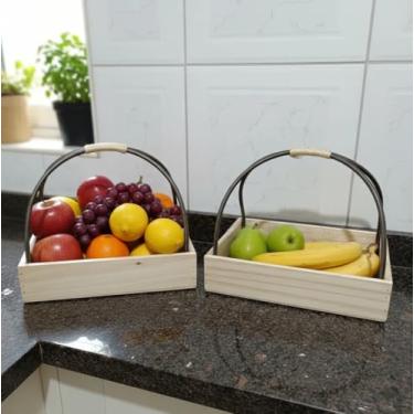 Imagem de Cesta multiuso ideal para organização de jornais,revistas, cesta para presentear com chocolate, cosméticos,mimos etc (Marrom alça)