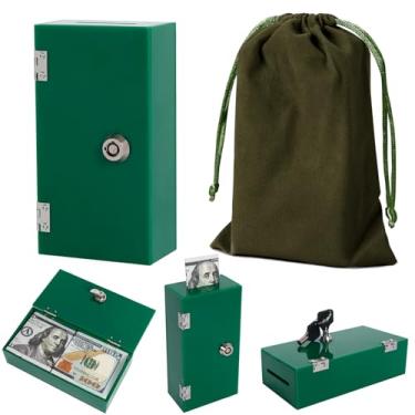 Imagem de Caixa de dinheiro de acrílico para tamanho de bolso de jogador, banco vencedor com bolsa de armazenamento de 2 chaves, organizador de dinheiro seguro portátil compacto cofre para cassino, controle de