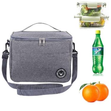 Imagem de Bolsa Termica Frasqueira Impermeavel Marmiteira Fitness Academia Lanche Passeio Bolsinha Alca Removivel Cinza