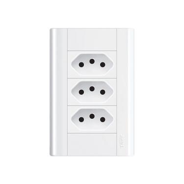Imagem de Tomada Tripla Fame Modulare 2p+t 10a Com Placa 4x2 Branco