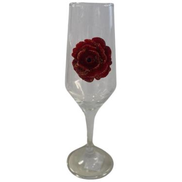Imagem de Taça Pomba Gira Flor Vermelha Champagne Buffet Vidro 186 Ml