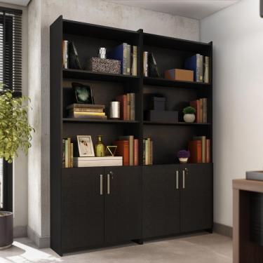 Imagem de Armario Multiuso Para Escritório Duplo Com Chave Notável Móveis Preto Tx