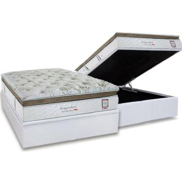 Imagem de Cama Box Baú Casal: Colchão Molas Ensacadas Herval Imperatore Eco Bamboo + Base Crc Linhão White (138x188)