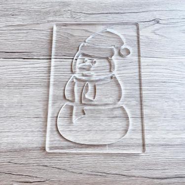 Imagem de Modelos de fresadora de lanterna de Natal, design de acrílico de 20 cm, 10 padrões, para escultura em madeira e piquetes de cerca (boneco de neve 1)