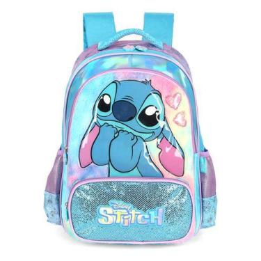 Imagem de Mochila De Costas Original Stitch Holográfica Pelúciada - Luxcel, Azul