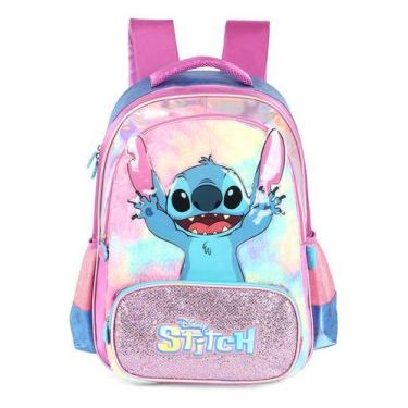 Imagem de Mochila De Costas Original Stitch Holográfica Pelúciada - Luxcel, Roxo