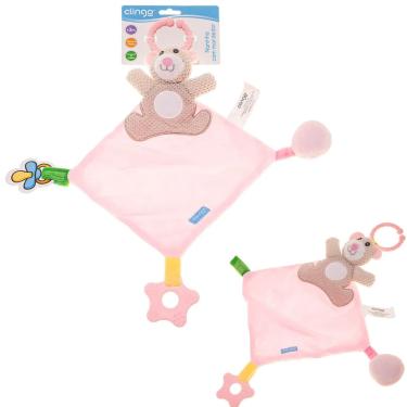 Imagem de NANINHA URSO ROSA COM MORDEDOR E PREND. DE CHUPETA - CLINGO
