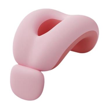 Imagem de AFXGUSD Almofada de mesa para cochilo com massagem, apoio de pescoço para viagens, encosto de cabeça para carro e escritório, Rosa