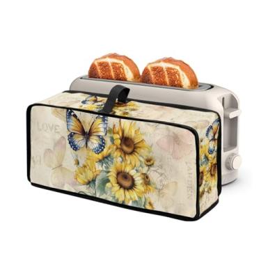 Imagem de Capa de torradeira estampada de borboleta de girassol 2 fatias de pão à prova de poeira à prova d'água capas de utensílios pequenos de cozinha compatíveis com torradeiras Bella Slim