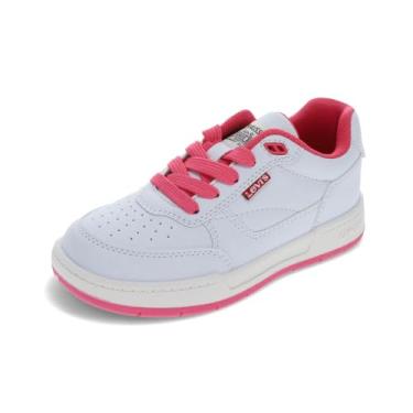 Imagem de Levi's Tênis infantil unissex Lo Jolla, Branco/Fuschia/Coral, 18