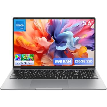 Imagem de EYY Laptop de 15,6 polegadas, laptops com 8 GB de RAM, SSD de 256 GB, tela 100% sRGB, processador Celeron N4000 (até 2,6 GHz), notebook de banda dupla, WiFi BT 4.2, HDMI, longa vida útil da bateria