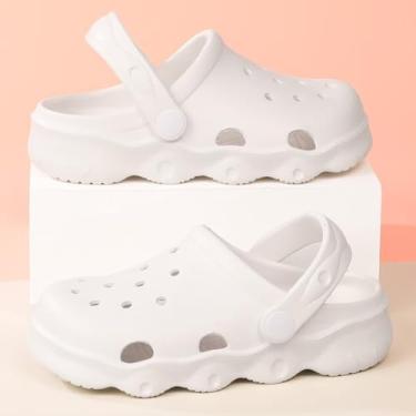 Imagem de Sapatos de jardim para meninos e meninas sapatos leves de jardim sandálias deslizantes de praia - Rosa-24, Branco, 10 Toddler