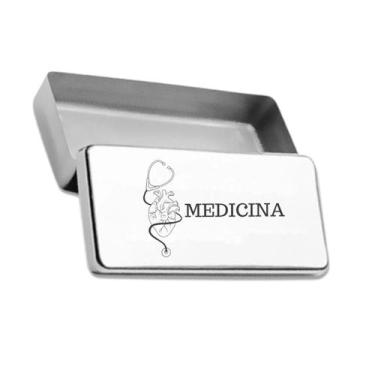 Imagem de Estojo Inox Autoclavavel Personalizado a Laser Medicina - LOVE SAUDE, 