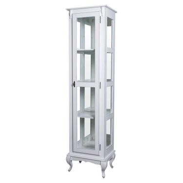 Imagem de Cristaleira Torre Lateral Com 1 Porta de Vidro e 3 Prateleiras Com Espelhos 1077-e Branca