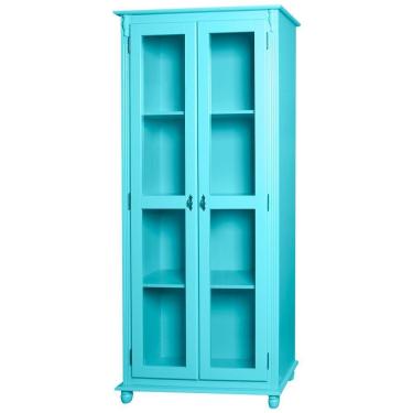 Imagem de Cristaleira Lateral Com 2 Portas de Vidro e 3 Prateleiras 300 Azul Céu