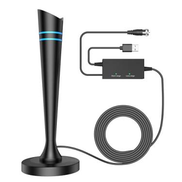 Imagem de Antena para Smart TV, antena de TV 2025 interna e externa, antena de TV HD de recepção de longo alcance para canais locais, amplificador de sinal, recepção forte de 360°, suporta HD 4K 1080p