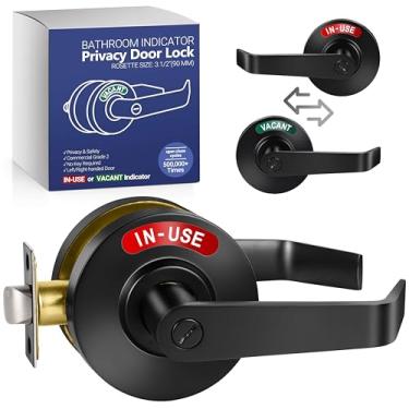 Imagem de Maçaneta de porta de banheiro ocupada vazia - fechadura indicadora de privacidade com janela extra grande, ANSI comercial grau 2, maçaneta comercial para banheiro público e edifícios industriais