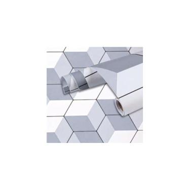 Imagem de Papel de Parede Adesivo PVC, Estampa Geométrica Bege, Autoadesivo, 45cm x 5m, para Decoração de Ambientes