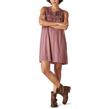 Imagem de Lucky Brand Minivestido feminino de malha bordado sem mangas, Marrom rosa, PP