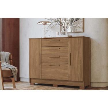 Imagem de Cômoda De Quarto Pinhais C- 2 Portas E 4 Gavetas Jatobá - Santos Andirá