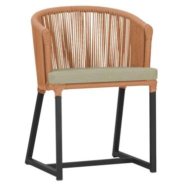 Imagem de Cadeira De Jantar Noronha Alumínio Preta E7 Trama  Terra Cota