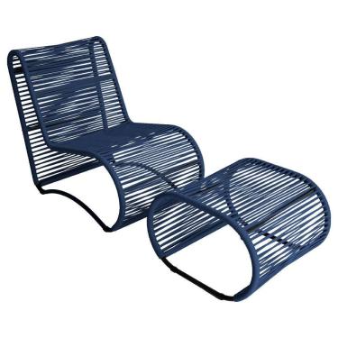 Imagem de Cadeira Poltrona E Puff Porto Para área Externa Em Alumínio Azul