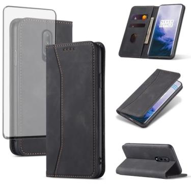 Imagem de Asuwish Capa carteira flip para OnePlus 7 Pro com protetor de tela, fecho magnético, suporte para cartão de crédito, suporte para OnePlus7Pro 5G One Plus 1+7 1Plus OnePlus7 7Pro One+ 1 + sete preto