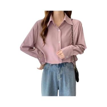 Imagem de Camisa Feminina Branca de Chiffon - Manga Comprida, Soltinha e Elegant