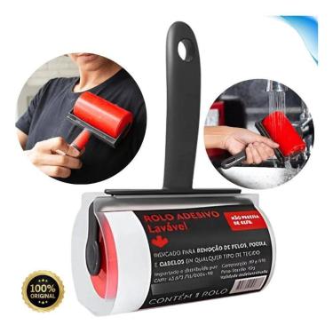 Imagem de 2X Rolo Adesivo Tira Pelo De Roupa Rolinho Lavável Tira Lã R