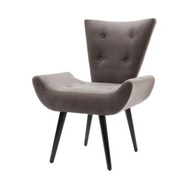 Imagem de Poltrona Decorativa Emilia Pé Palito Em Suede - Grafite - Cor: Cinza