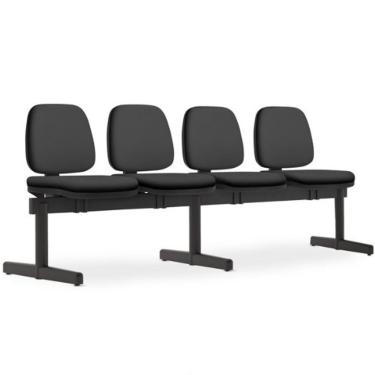 Imagem de Cadeira Longarina 4 Lugares Recepção Sala de Espera Work F02 Sintético Preto - Lyam Decor