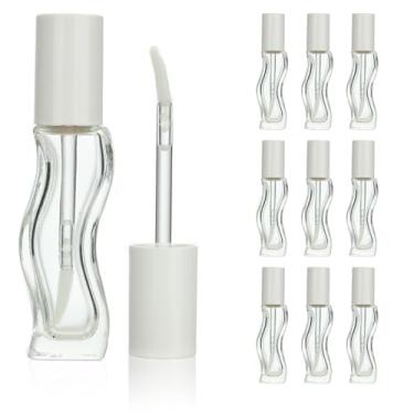 Imagem de COSIDEA 9 tubos de brilho labial de vidro vazio rosa de 8 ml, tubo de brilho labial com frascos de varinha para recipiente de recarga de liptina de óleo de coco (branco, 9 peças)