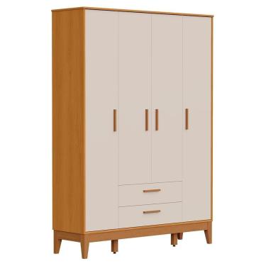 Imagem de Guarda Roupa Infantil Flip 4 Portas E 2 Gavetas Areia Fosco/savana - Reller Móveis Areia Fosco/savana