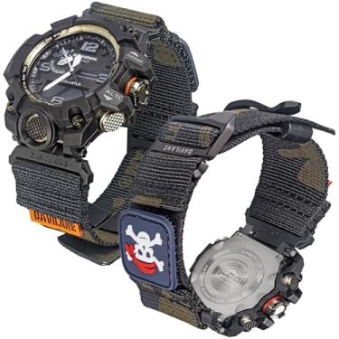 Imagem de DAVILANE Pulseira de relógio militar de nylon para Casio G-shock GWG-1000 GWG1000, pulseira de relógio de liberação rápida de 16 mm com patches intercambiáveis e fecho de gancho G