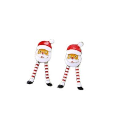 Imagem de Brincos de Natal para mulheres, brincos de Papai Noel, roupas de Natal, acessórios de bijuteria, 2inch, Cobre, Sem pedra preciosa