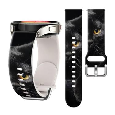 Imagem de QVRNKSF Pulseiras esportivas de 20 mm compatíveis com Galaxy Watch 7 6 5 4 mm e 44 mm/5 Pro/6 Classic de 47 mm/Watch 4 Classic/Active 2, linda pulseira de substituição feminina, ajustável (gato preto)