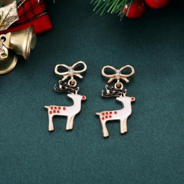 Imagem de Brincos de Natal para mulheres, árvore, Papai Noel, boneco de neve, brincos pendurados, roupas de Natal, acessórios de bijuteria, 2inch, Cobre, Sem Pedra Preciosa