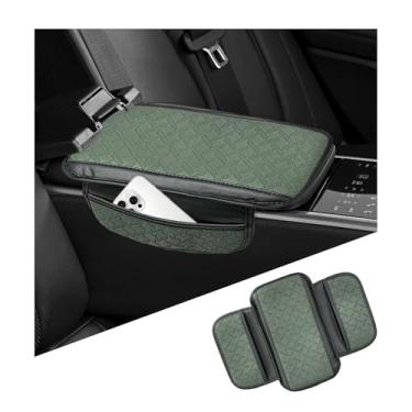 Imagem de NYTKL Capa de console central de carro, almofada de espuma de descanso de braço automotivo de 31 x 18 cm com 2 sacos de armazenamento, caixa protetora de couro de microfibra impermeável para a maioria