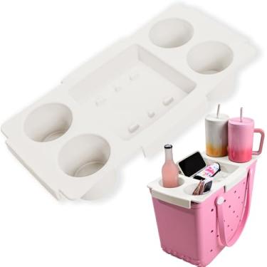 Imagem de ZYTONGMAO Acessórios de bandeja de topo de mão para bolsa Bogg grande apenas – Tampa organizadora de mesa de EVA impermeável com suporte para copos, lanches, telefone e bebidas para praia, piscina