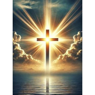 Imagem de Pintura Jesus Cruz por Números para Adultos e Crianças Iniciantes, Kits de Pintura por Números em Tela, Cristo Religioso Número Artista Pintura por Número Kit DIY Pintura a Óleo Tinta Acrílica