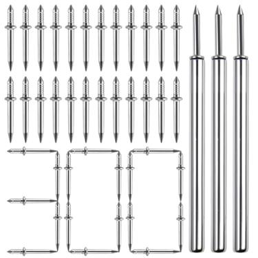 Imagem de 300 peças de fio de rodapé de cabeça dupla sem costura, fixadores de rodapé de duas cabeças invisíveis, pinos de dupla face para moldagem de pregos sem costura, parafuso de cabeça dupla, parafusos de