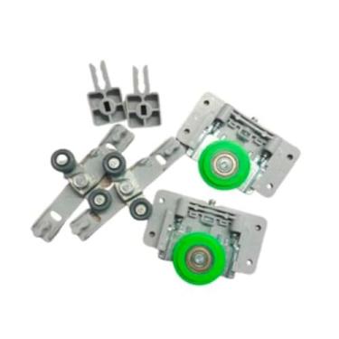 Imagem de Kit Roldanas Porta de Correr Com Guia Auto Ajustável Rodizio PU GA08 Rolamento Embutido