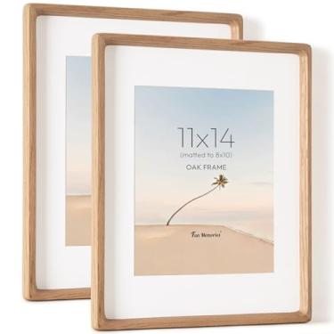 Imagem de Moldura para fotos de 28 x 35,5 cm, moldura de madeira de carvalho com vidro temperado HD, moldura de madeira de 28 x 35 cm, moldura de madeira fosca para fotos de 20 x 25 cm, visor de parede