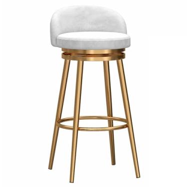 Imagem de LULUMAIC Banquetas de bar modernas e luxuosas, de veludo, giratórias, para cozinha, ilha, balcão, sem braços com encosto e apoio para os pés